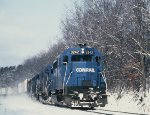 CR 3242 leads an intermodal east on this snowy day